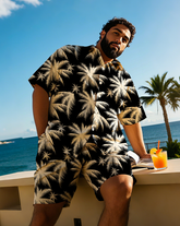 Hawaiian Vacation Style Men's Plus Size Pockets Shirt Shorts Suit